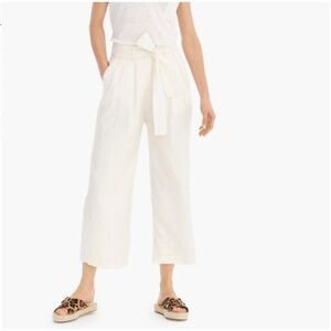 J. Crew White Tie Waist Wide Leg Cropped Pants Linen Jeans Size 29